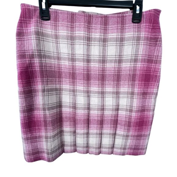 RARE Tommy Hilfiger Pink Tartan Plaid Wool Pleated Skirt Size 10 - Picture 4 of 14